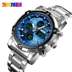 SKMEI 1389 Luxury Fashion Watch Silver Blue Dail