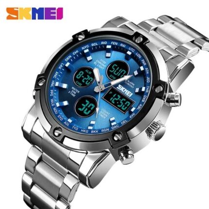 SKMEI 1389 Luxury Fashion Watch Silver Blue Dail